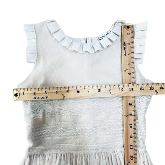 Chasing Fireflies Lace Ivory Midi Dress Unique Sleeveless Girls Size 10 - Picture 8 of 12